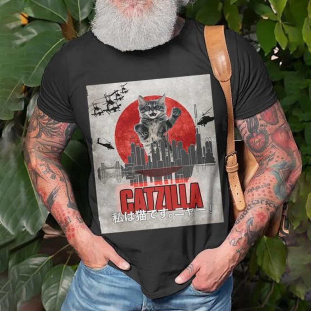 Cat Zilla Cute Kitten Over Tokyo T Catzilla T T Shirt